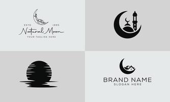 Set of simple moon line icons. Logo for dream, natural moon, mubarak, eid, childhood, moonlight, beach moon. Perfect for web apps and mobile. vector