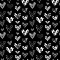 patrón monocromo con corazones para decoración vector