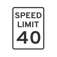 Speed limit 40 road traffic icon sign flat style design vector illustration isolated on white background.