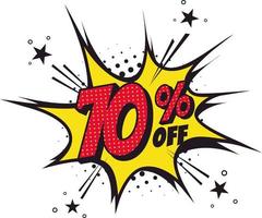 70 percent off. Comic book style art. Special offer and discount. vector