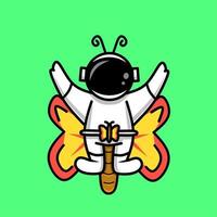 Cute illustration of astronaut turning into a butterfly vector