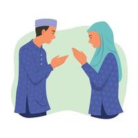 Muslim People Greeting Each Other. vector