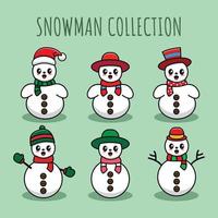 Cute Adorable Illustration - Set of Cute and adorable  snowman cartoon art illustration vector