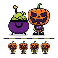 Cute Adorable Illustration - Set of Cute and Adorable  pumpkin cartoon art illustration vector