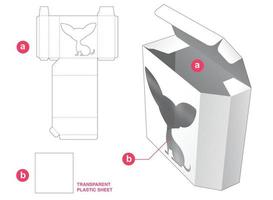 caja de ángulo y ventana de perro con plantilla troquelada de lámina de plástico transparente vector