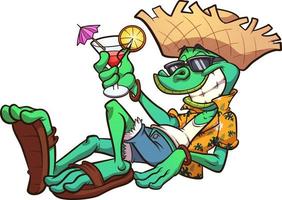 iguana de vacaciones de dibujos animados