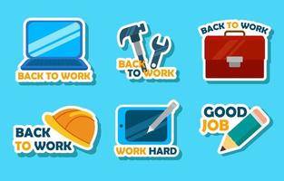 Back to Work Sticker Collection vector