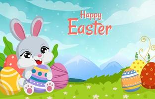 Happy Easter with Bunny Background vector