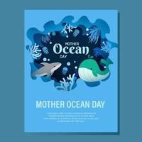 cartel del día de la madre del océano vector