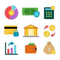 conjunto de iconos de educación financiera vector