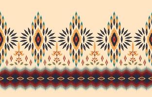 Beautiful Ethnic abstract ikat art. Seamless Kasuri pattern in tribal, folk embroidery, floral geometric art ornament print. Design for carpet, wallpaper, clothing, wrapping, fabric, cover. vector