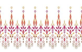 Beautiful Ethnic abstract ikat art. Seamless Kasuri pattern in tribal, folk embroidery, floral geometric art ornament print. Design for carpet, wallpaper, clothing, wrapping, fabric, cover. vector