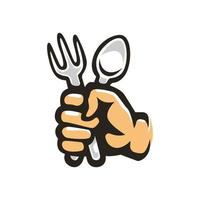 hands holding spoon and fork vector