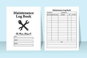 Maintenance tracker notebook. Maintenance checker and cost tracker logbook interior. Interior of a notebook. Office maintenance service tracker journal template. vector