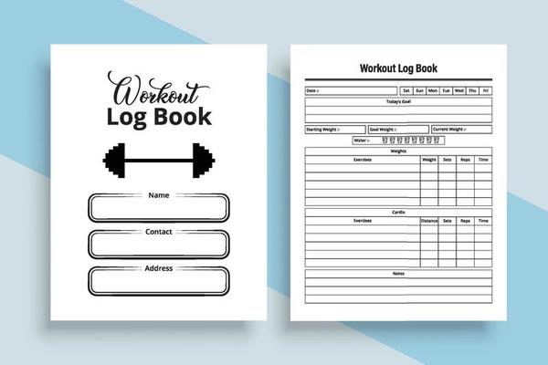 Workout log book interior. Gym workout tracker notebook interior. Interior  of a journal. Daily exercise tracker logbook template. Workout journal  template design. 6082797 Vector Art at Vecteezy