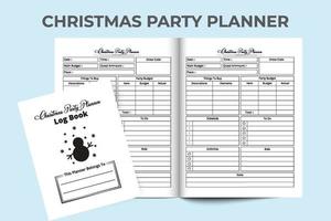 Christmas party planner logbook. Xmas celebration party planner notebook interior. Journal interior template. Christmas party planner and budget tracker template. Party budgeting log book. vector