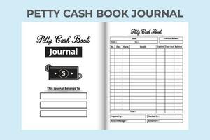 Petty cash book template interior. Cash in and cash out tracker logbook and balance checker notebook template. Business balance tracker log book interior. Interior of a journal. vector