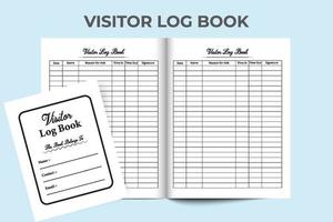 Visitor log book template interior. Visitor timing tracker notebook interior. Business purpose visitor incoming and outgoing tracker journal. Interior of a logbook. vector