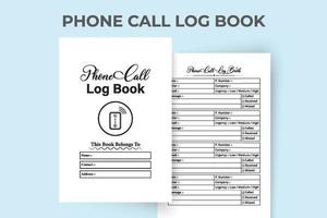 Phone call tracker notebook. Business purpose incoming and outgoing phone call tracker logbook. Interior of a journal. Phone call and message tracker notebook template interior. vector