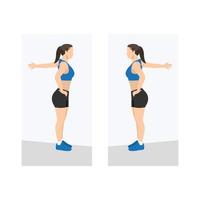 Woman Chest stretch exercise. Flat vector illustration isolated on white background