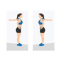 Woman Chest stretch exercise. Flat vector illustration isolated on white background