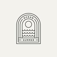 ocean summer minimalist line art logo icon design vector