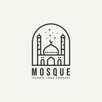 isolated mosque minimalist line art badge logo vector