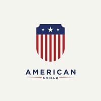 american shield minimalist badge logo icon design vector