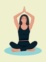 A poster for a yoga center with a girl in a lotus pose. vector