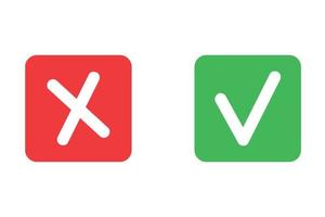 Checkmark and x mark icon for apps and websites. vector