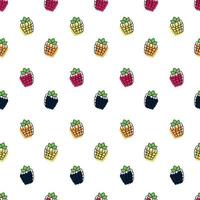Blackberries and raspberries seamless pattern. Vector illustration