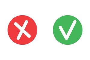 Checkmark and x mark icon for apps and websites. vector