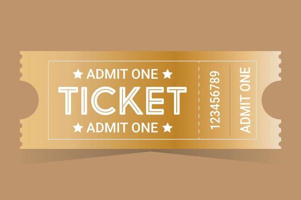 Gold ticket for one person on a colored background