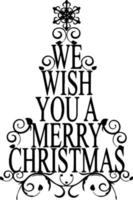 We wish you a Merry Christmas lettering. Christmas Tree Silhouette. vector