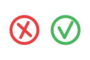 Checkmark and x mark icon for apps and websites. vector