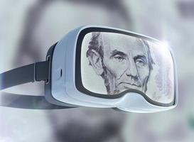 gafas de realidad virtual, negocios, tecnología, internet y concepto de redes foto