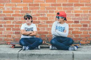 children with a skateboard photo