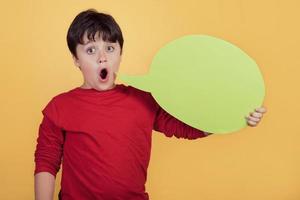 child with speech bubble photo