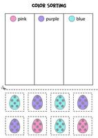 Sort Easter eggs by colors. Learning colors for children. vector