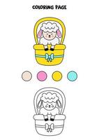 Color cute Easter sheep. Worksheet for kids. vector