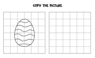 Copy the picture of black and white Easter egg. Logical game for kids. vector