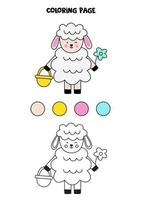 Color cute Easter sheep. Worksheet for kids. vector