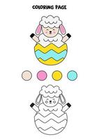 Color cute Easter sheep. Worksheet for kids. vector