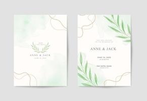 Beautiful minimalist eucalyptus watercolor wedding card vector