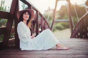 happy girl with hat photo