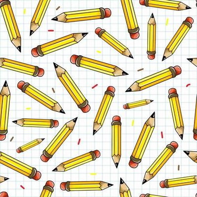 cute seamless pattern of hand drawn yellow pencils on white background.  Perfect for school backgrounds, textile prints, scrapbooking, stationery,  wallpaper, wrapping paper. Back to school theme. 6084233 Vector Art at  Vecteezy