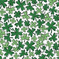 Seamless pattern with doodles clover and shamrock leaves. Good for patrick's day wrapping paper, textile prints, wallpaper, scrapbooking, stationary, etc. EPS 10 vector
