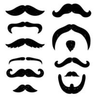 set of hand drawn moustache and beards isolated on white background. Perfect for decorative ideas, stickers, labels, tags, etc. EPS 10 vector