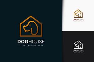 Dog house logo design with gradient vector