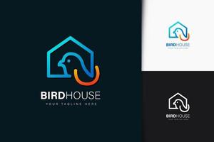 diseño de logotipo de casa de pájaros con degradado vector